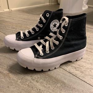 Black lugged converse high top